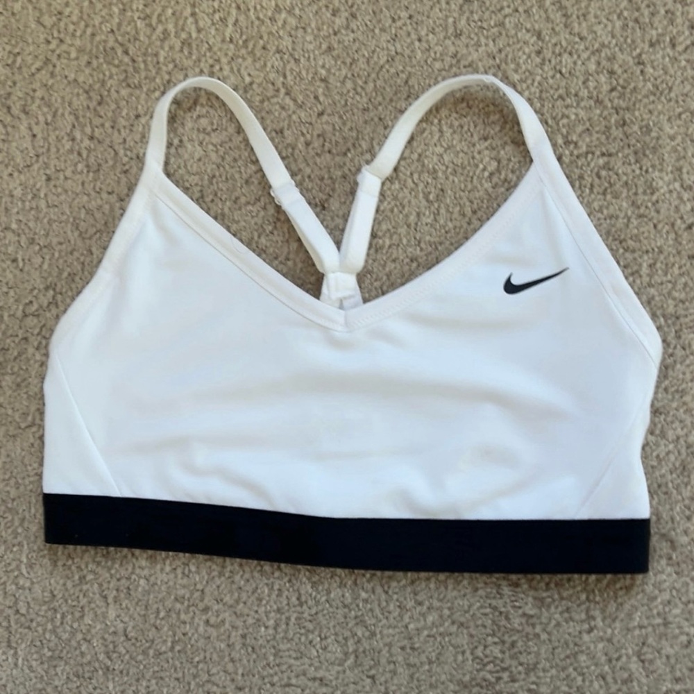 Nike Women's Pro Indy Sports Bra White And Black Size L